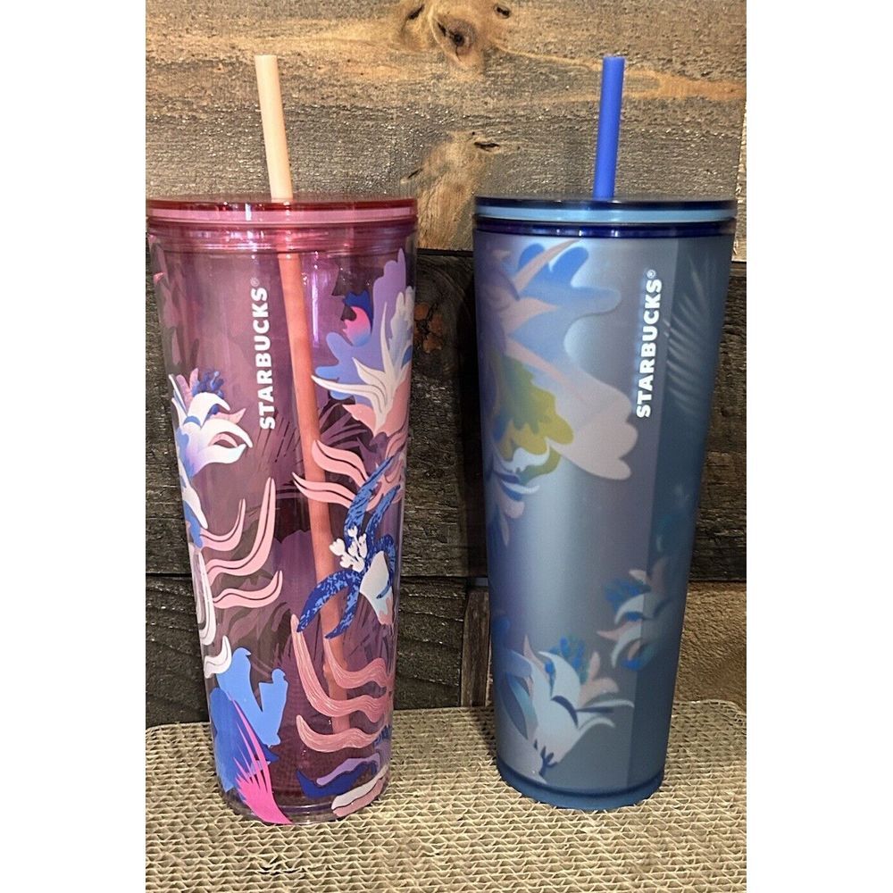 Starbucks 2023 Blue Floral Soft Touch & Summer Venti 24oz Tumbler